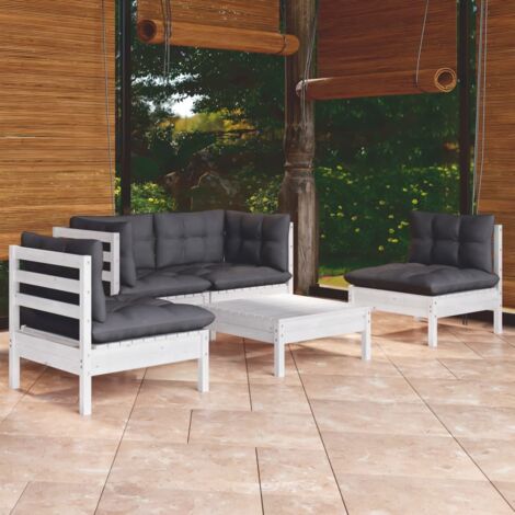 vidaXL Set Salotto da Giardino 5pz con Cuscini Legno Massello di (1/5)