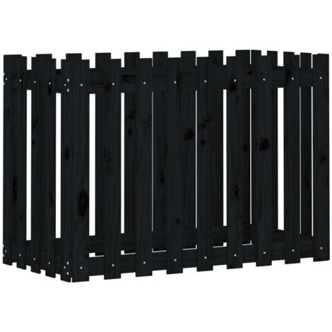vidaXL Fioriera Giardino a Recinzione Nera 100x50x70cm Massello Pino