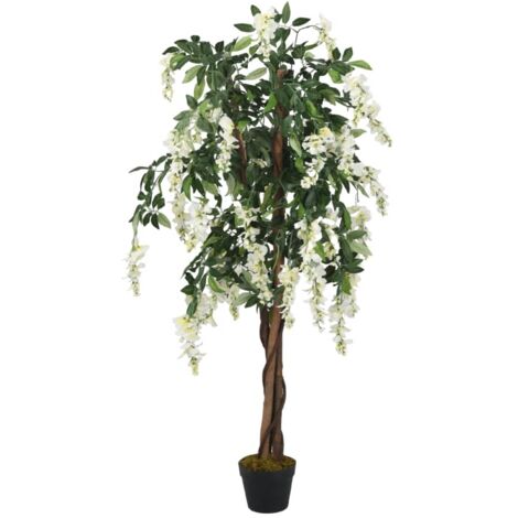 vidaXL Glicine Artificiale 840 Foglie 120 cm Verde e Bianco
