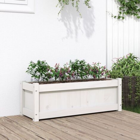 vidaXL Fioriera da Giardino Bianca 90x31x31 cm Legno Massello di (1/5)
