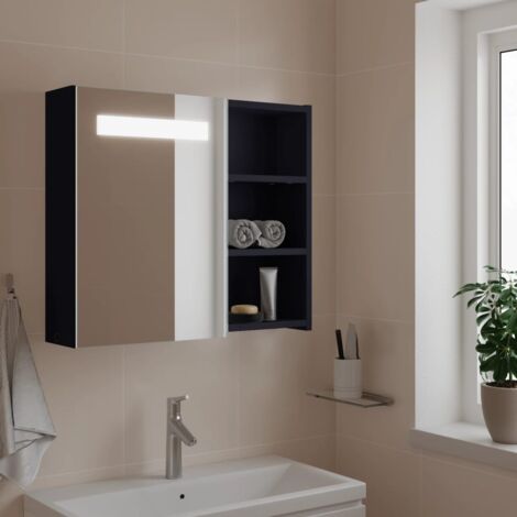 vidaXL Armadietto Bagno con Specchio e LED Grigio 60x13x52 cm