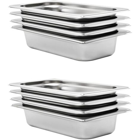 Contenitori Gastronorm 8 pz GN 1/3 65 mm in Acciaio Inox vidaXL