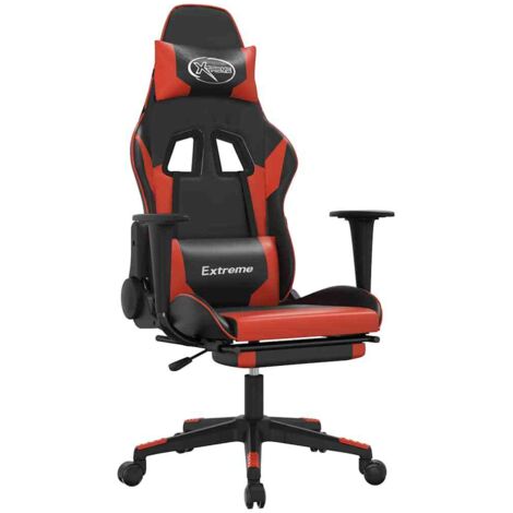 Sedia da Gaming Massaggio Poggiapiedi Nero e Rosso Similpelle vidaXL