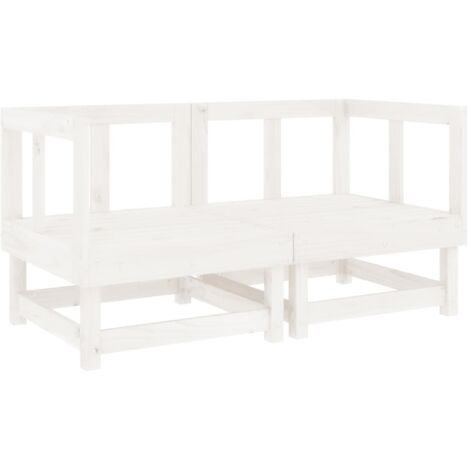vidaXL Divani Angolari da Giardino 2 pz Bianchi Legno Massello di Pino