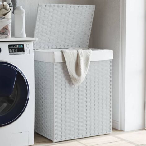 vidaXL Cesto Portabiancheria Coperchio Bianco 46x33x60 cm Polyrattan