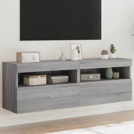 Mobili TV a Parete con Luci LED 2pz Grigio Sonoma 60x30x40 cm vidaXL