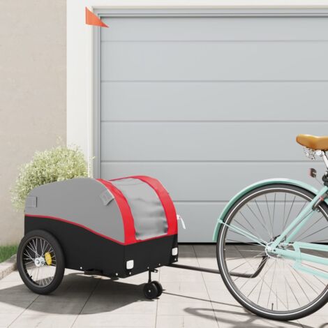 vidaXL Rimorchio da Bici Nero e Rosso 45 kg in Ferro