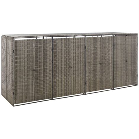 vidaXL Copribidone Quadruplo Grigio 274x80x117 cm in Polyrattan