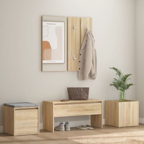 Set di Mobili da Corridoio Rovere Sonoma in Legno Multistrato vidaXL