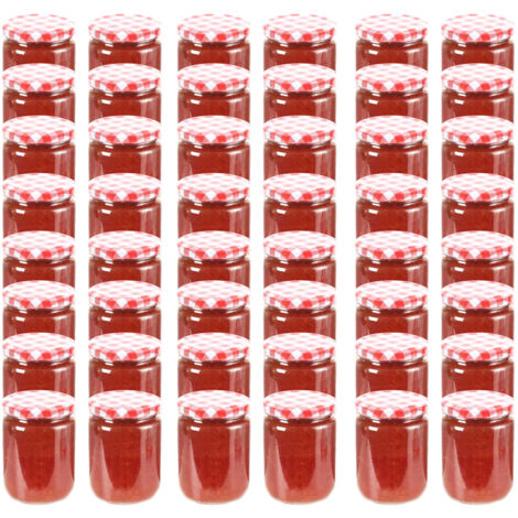 vidaXL Vaso Marmellata in Vetro Coperchio Bianco e Rosso 48 pz 230 ml