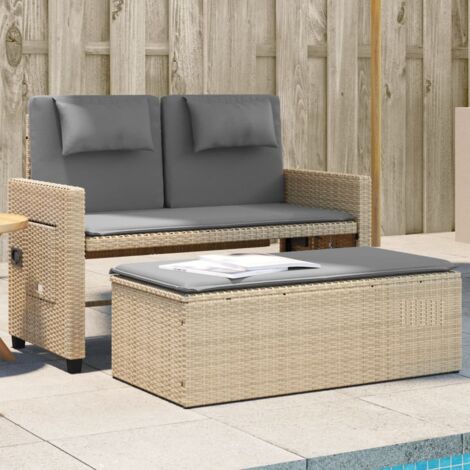 vidaXL Panca Reclinabile da Giardino con Cuscini Beige in Polyrattan