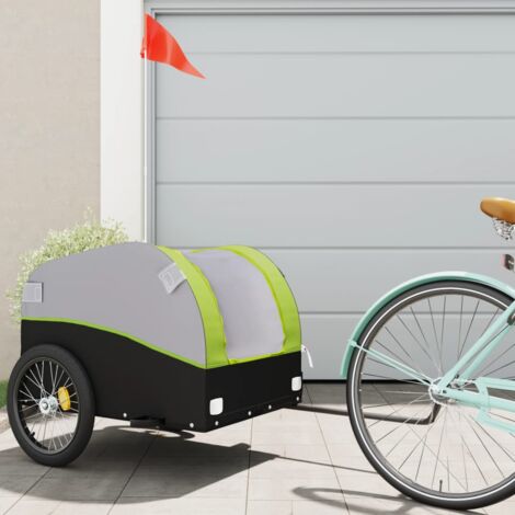 vidaXL Rimorchio da Bici Nero e Verde 45 kg in Ferro