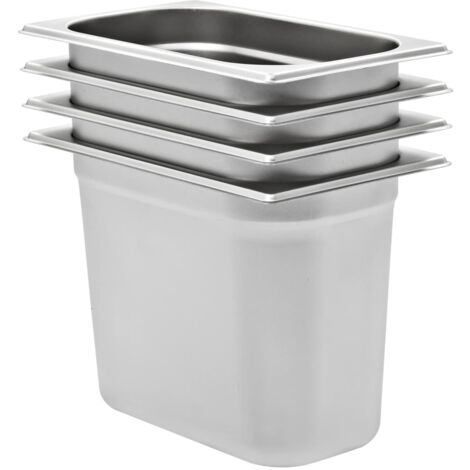 Contenitori Gastronorm 4 pz GN 1/4 200 mm in Acciaio Inox vidaXL