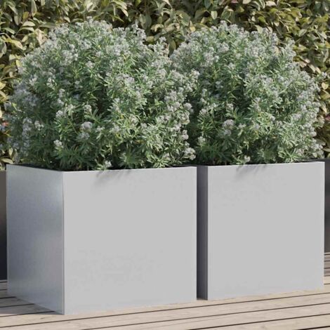 vidaXL Fioriere 2pz Argento 42x40x39 cm in Acciaio Zincato