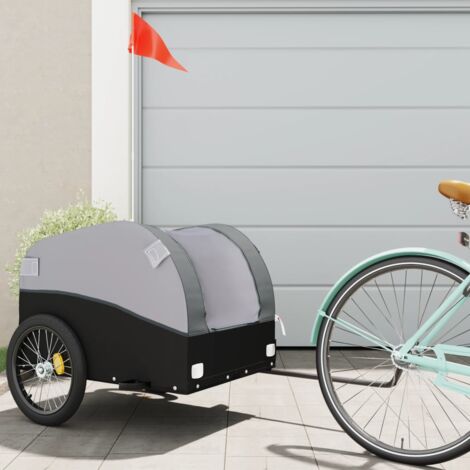 vidaXL Rimorchio da Bici Nero e Grigio 45 kg in Ferro