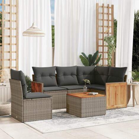 vidaXL Set Divano da Giardino 6 pz con Cuscini Grigio in (1/3)