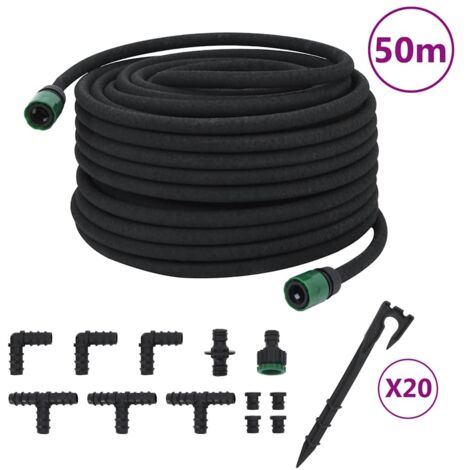 Tubo di Irrigazione da Giardino Nero 0,6" 50 m in Gomma vidaXL