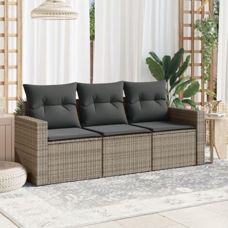 vidaXL Set Divani da Giardino 3 pz con Cuscini Grigio in
