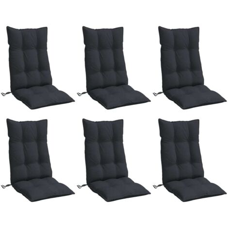 Cuscini per Sedia con Schienale Alto 6pz Nero in Tessuto Oxford vidaXL