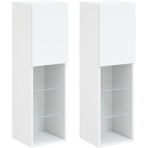 Mobili Porta TV con Luci LED 2 pz Bianchi 30,5x30x102 cm vidaXL