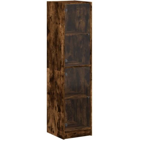 vidaXL Credenza con Ante in Vetro Rovere Fumo 35x37x142 cm