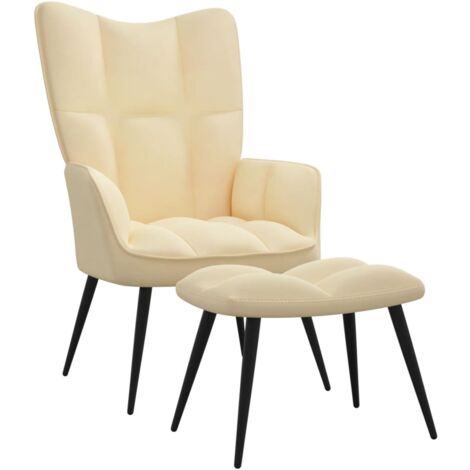 vidaXL Poltrona Relax con Poggiapiedi Bianco Crema in Velluto