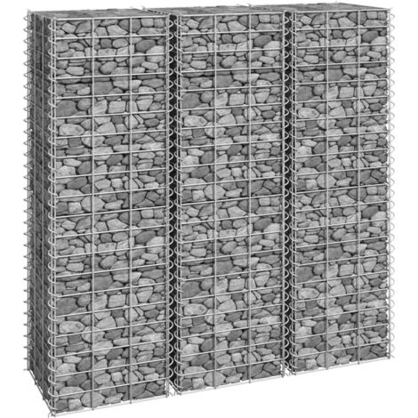 Fioriere Rialzate a Gabbione 3 pz 30x30x100 cm in Ferro