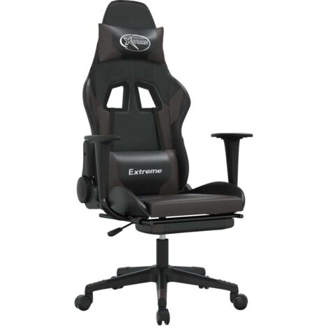 Sedia da Gaming con Poggiapiedi Nero e Grigio in Similpelle vidaXL