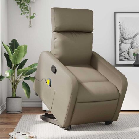 vidaXL Poltrona Alzapersone Massaggi Reclinabile Cappuccino Similpelle (1/5)