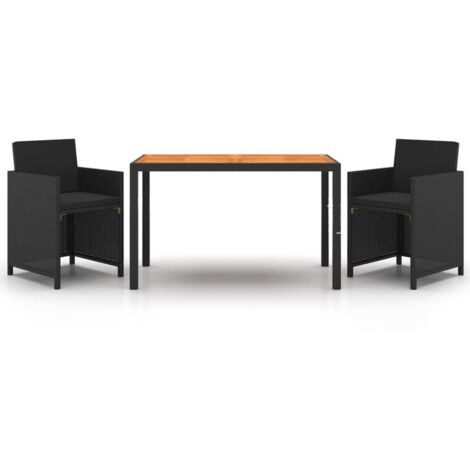 vidaXL Set da Pranzo da Giardino 3 pz con Cuscini in Polyrattan