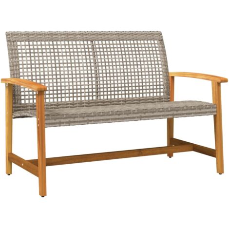 vidaXL Panca da Giardino Grigia 112 cm in Polyrattan e Legno di (1/5)