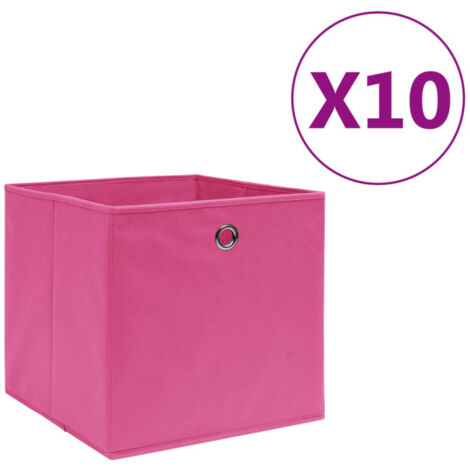 Contenitori 10 pz in Tessuto non Tessuto 28x28x28 cm Rosa vidaXL