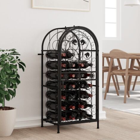 Portavini da 33 Bottiglie Nero 45x36x100cm in Ferro Battuto vidaXL