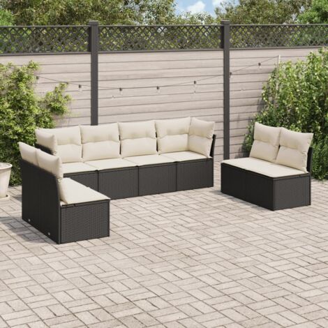 VidaXL Sedia Reclinabile da Giardino con Cuscini Nera in Polyrattan