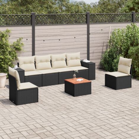 vidaXL Set Divani da Giardino con Cuscini 7pz Nero Polyrattan (1/3)