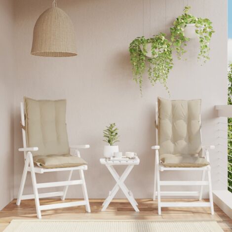 vidaXL Cuscini per Sedia con Schienale Alto 2 pz Beige Tessuto