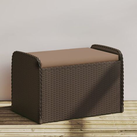 vidaXL Cassapanca con Cuscino Marrone 80x51x52 cm in Polyrattan