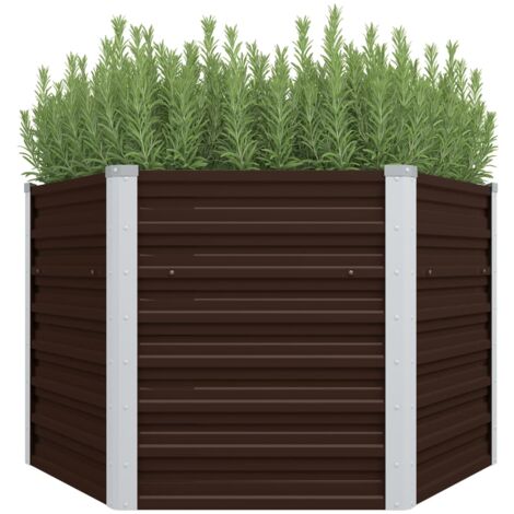 vidaXL Letto Rialzato Giardino Marrone 129x129x77cm in Acciaio