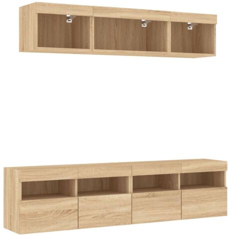 Mobili TV a Muro con LED 5pz Rovere Sonoma Legno Multistrato vidaXL (1/5)
