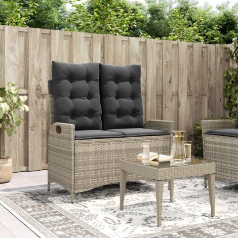 vidaXL Panca Reclinabile Giardino con Cuscini Grigio Chiaro Polyrattan (1/5)