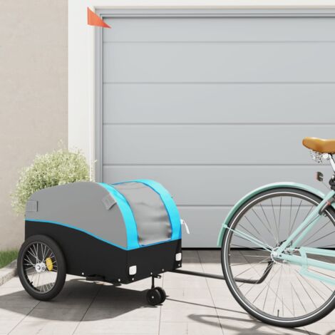 vidaXL Rimorchio da Bici Nero e Blu 45 kg in Ferro