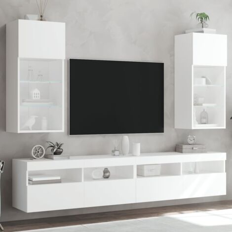 Mobili Porta TV con Luci LED 2 pz Bianchi 40,5x30x90 cm vidaXL