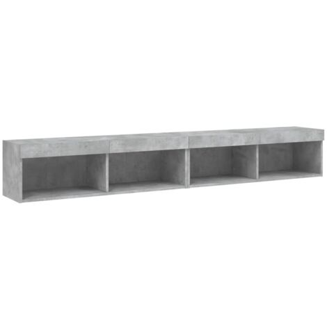 vidaXL Mobili TV con Luci LED 2pz Grigio Cemento 100x30x30 cm