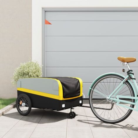 vidaXL Rimorchio da Bici Nero e Giallo 45 kg in Ferro (1/5)