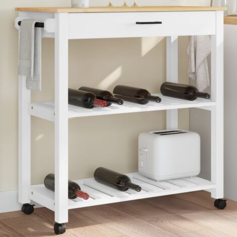 vidaXL Carrello da Cucina MONZA 84x40x88,5 cm in Legno Massello di Pino
