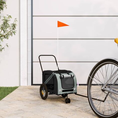 vidaXL Rimorchio da Bici per Animali Grigio e Nero Oxford e Ferro