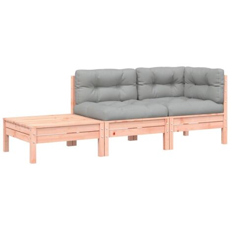 vidaXL Divano da Giardino Cuscini e Poggiapiedi Legno Massello (1/5)