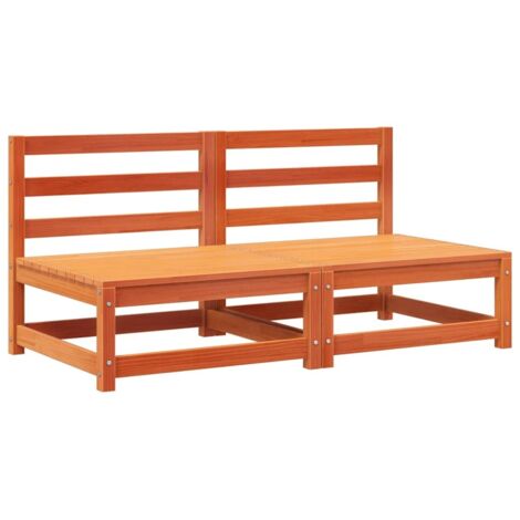 vidaXL Divani Senza Braccioli Giardino 2pz Marrone Cera 70x70x67 Pino