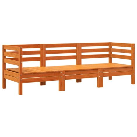 vidaXL Divano da Giardino a 3 Posti Marrone Cera Legno Massello