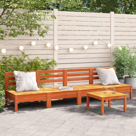 vidaXL Divani Senza Braccioli Giardino 4pz Marrone Cera Massello